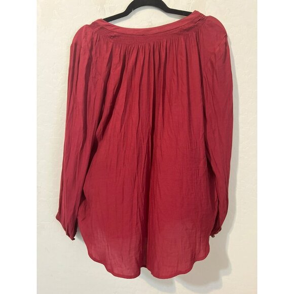 Torrid Sz 0 (US 10 M/L) Red Polyester Challis Blouse Tie Neckline - Picture 4 of 7